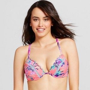 New Shade & Shore Firey Coral Pink Bikini Top